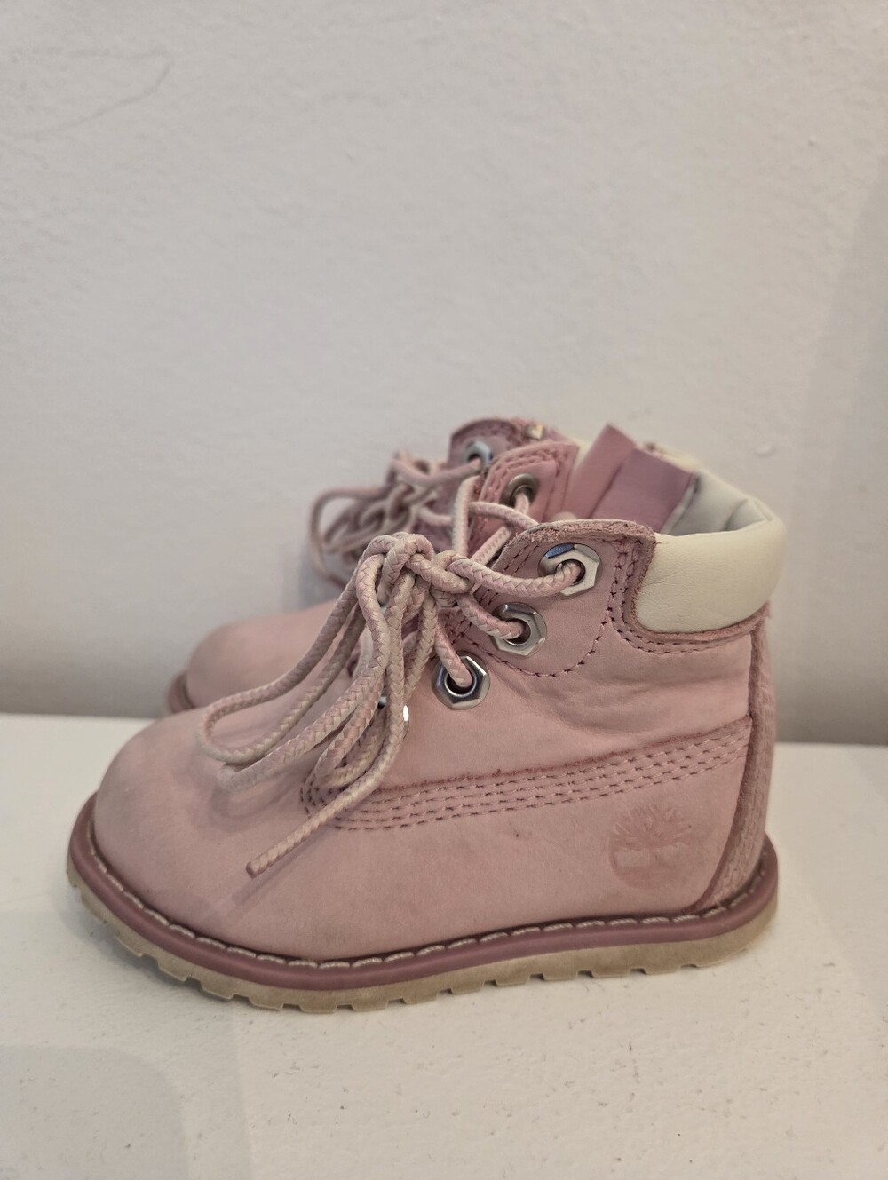 Timberland Kids Pink Leather Lace-Up Ankle Boots - Toddler Size 4